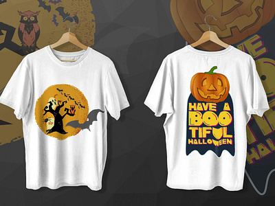 Pumpkin t-shirt and scary t-shirt design for Halloween