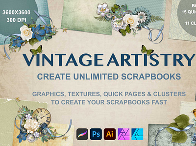 Vintage Artistry Scrapbook Creator design graphic design illustration vintage vintage ephemera vintage scrapbooking