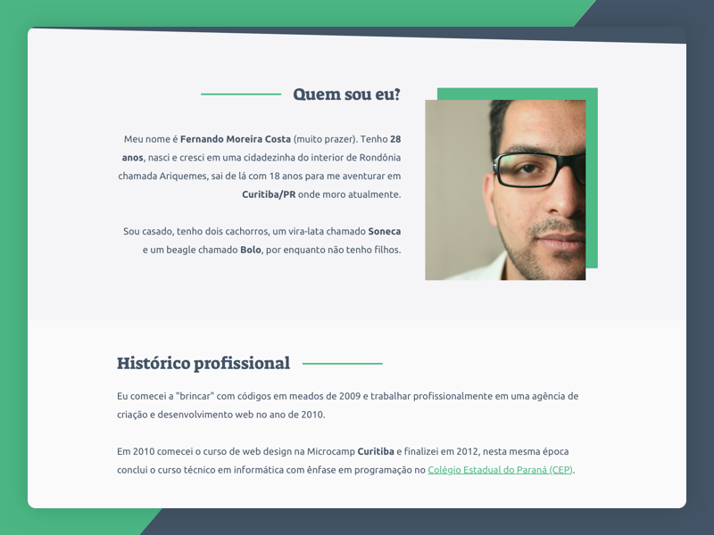 About Page - Who am I? portfolio website page about