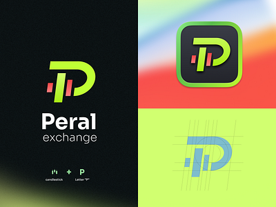 Peral exchange bitcoin branding concept exploration graphic design green grid icon logo neon trading