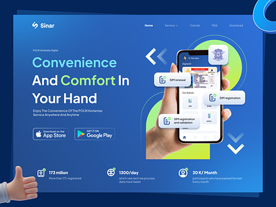 Sinar Driver license header app blue driverlicense header landing page rebranding ui webdesign