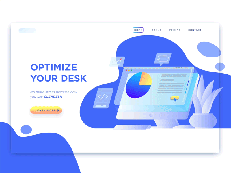 Optimize software animation data desktop gif header illustration landing page ui ux