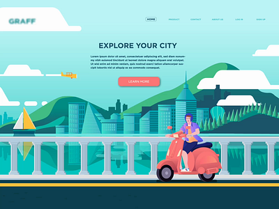 Scooter booking concept animation booking app green header landing page lanscape maps ui ux