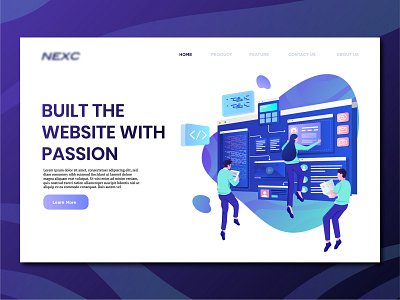 website development exploration coding development header illustration landing page purple teamwork ui webdesign