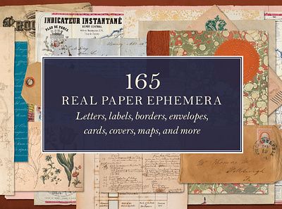 165 Vintage Paper Ephemera book cover bundle design ephemera icon paper scrapbooking texture vintage