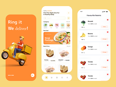 Screens design for Grocery shopping app. app app design app ux application apps branding design graphic design grocery app illustration landing page logo mobile app motion graphics ui ux uxui vector web design website