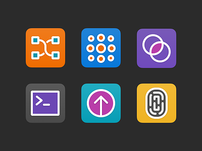 Features abstract colourful icons iconset illustration productdesign vector