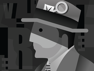 Detective blackandwhite face graphic illustration illustrator person product design search vector