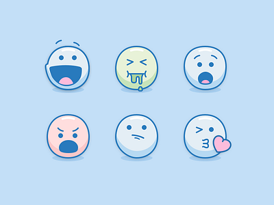 Blue Emoji angry confused emoji faces happy icons kiss shocked sick smileys