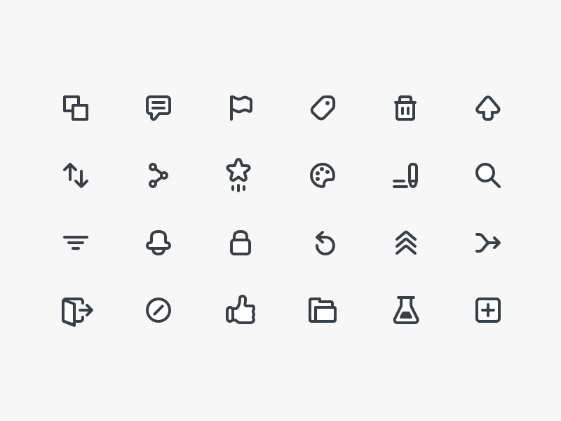 Icon Collection like share reorder vote up trash tag flag comment duplicate icons