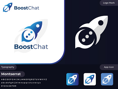 Boost Chat app icon boost brand identity brand mark branding chat chatting fast flat launch logo logo inspiration logo maker logo mark logo type message pictorial rocket symbol