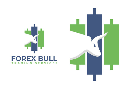forex bull logo branding bull design flat forex growth logo logo type money trading