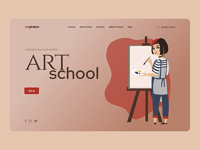 Art school web page design art design illustration school shots ui vector