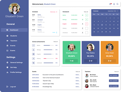 School dashboard dashboard design education graphic design illustration school shots ui uiux ux vector