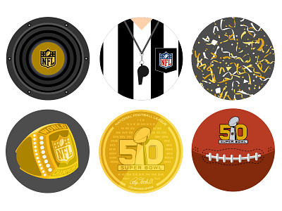 Super Bowl 50 icons for NFL mobile app football icons mobile nfl vector