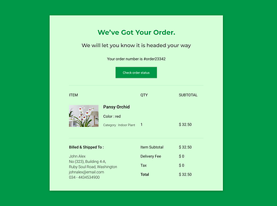 Daily UI Challenge ( Daily 17 - Email Receipt ) design ui