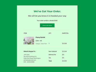 Daily UI Challenge ( Daily 17 - Email Receipt )