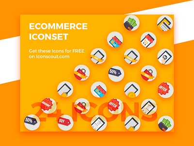 Ecommerce Iconset cart ecommerce icon iconset marketing mockup ribbon shopping wallet
