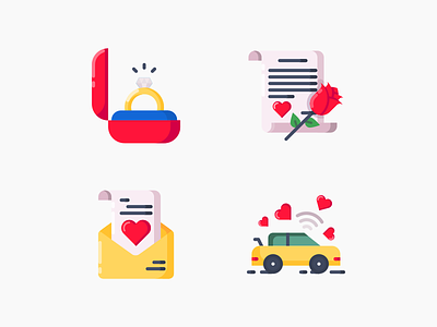 Valentine's Day Iconset car dancing day icon illustration letter love message ring valentine vector