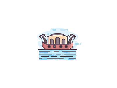 Kochi boat city coconut floating icon illustration kerala kochi marine drive