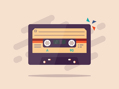 Retro Tape audio cassette container icon illustration music retro tape vintage walkman