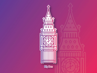 Big Ben ben big clock icon illustration landmark line london playoff sticker tower uk