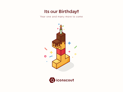 1st Anniversary!! anniversary celebration iconmarket iconscout isometric movement one startup