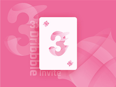 3x Dribbble Invite 3 card dribbble giveaway invitation invite pocker three