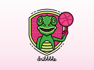 Chameleon Dribbble Mascot badge basketball chameleon debut dribbble logo mascot