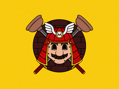 Samurai Mario adobe badge design emblem gaming illustration illustrator mario samurai sticker vector