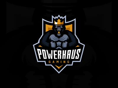 Powerhaus Gaming Primary Logo branding design esports gaming gorilla illustrator king logo mascot team logo