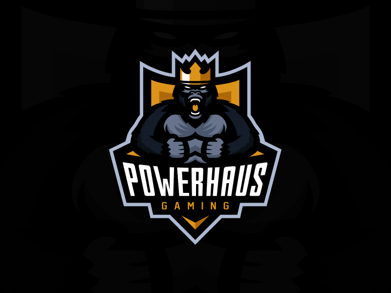Powerhaus Gaming Primary Logo esports gaming king gorilla team logo illustrator design branding logo mascot