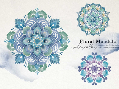 Nautical Floral & Mandala Watercolor botanical decor floral illustration invitation mandala watercolor wedding