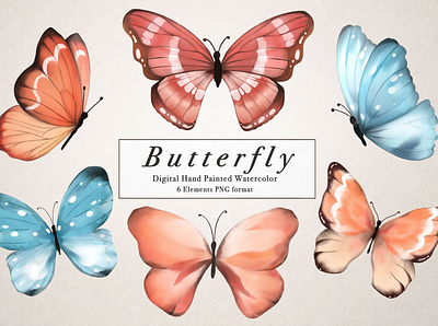 Butterfly Watercolor Collections beautiful butterfly branding butterfly butterfly clipart butterfly illustration butterfly logo butterfly watercolor design graphic design hand drawn illustration insect logo watercolor