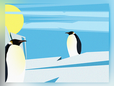 Morning of the Penguins design graphic design ice illustration penguin sun vector
