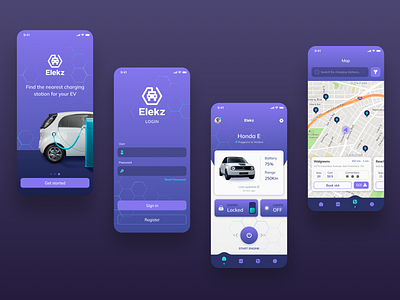 EV App - UI Design car charging electric ev find gps map purple station ui vehicle