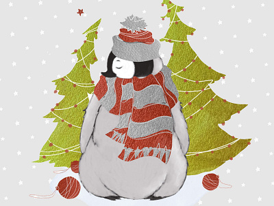 Christmas penguins cartoon character character design christmas illustration ney year penguin postcard