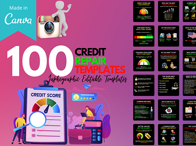 Credit Repair Template canva template credit repair editable template finance templates graphic design instagram template social media design