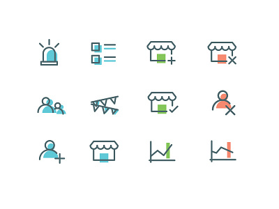 Status icons abstract color code line icons status