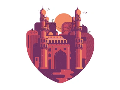 Hyderabad love bold building charminar designer hyderabad illustration india minimal modern print screenprint tshirt