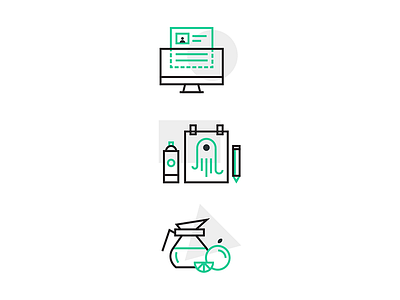 DAY011: Abstract line icons 365daysofsomething code design fruits icons juice line icons monitor paint poster sketch