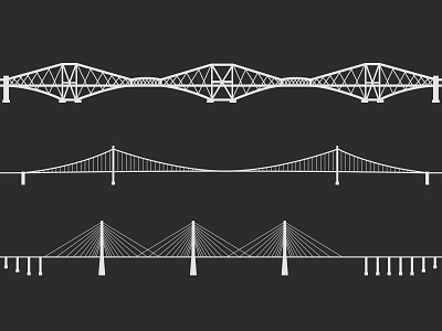 Firth Of Forth Bridges architecture bridge design illustration infographic line poster print scotland technical drawing