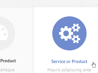Option 1, Option 2 hover options pop over products services