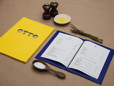 OTTO Ristorante branding flat colour identity logo menu restaurant styling