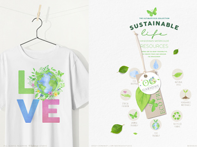 The ultimate eco collection blogger graphics branding creativemarket earth illustration eco friendly eco living editorial illustration go green graphic design green life hangtag illustration info graphic lifestyle logo packaging design poster design sustainability watercolor watercolor.