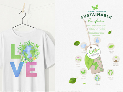 The ultimate eco collection blogger graphics branding creativemarket earth illustration eco friendly eco living editorial illustration go green graphic design green life hangtag illustration info graphic lifestyle logo packaging design poster design sustainability watercolor watercolor.