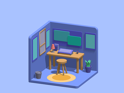 3D Mini Room Design 3d illustration vector