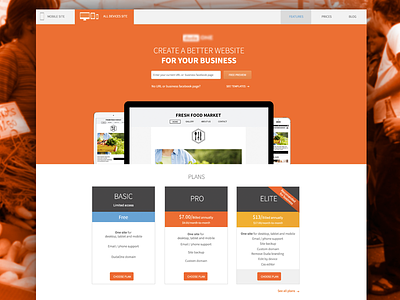 Orange is the new black! builder design devices homepage multi plans prices responsive screen web website