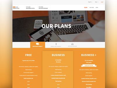 Dynamic plans page branding builder partners plans pricing site ui ux web yellow