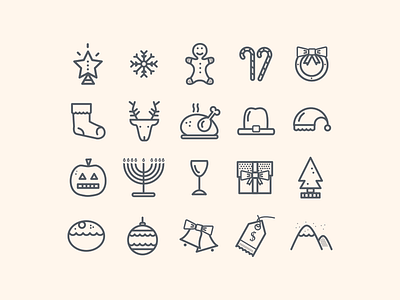 Happy Holidays ai christmas holidays icon illustration set thanksgiving